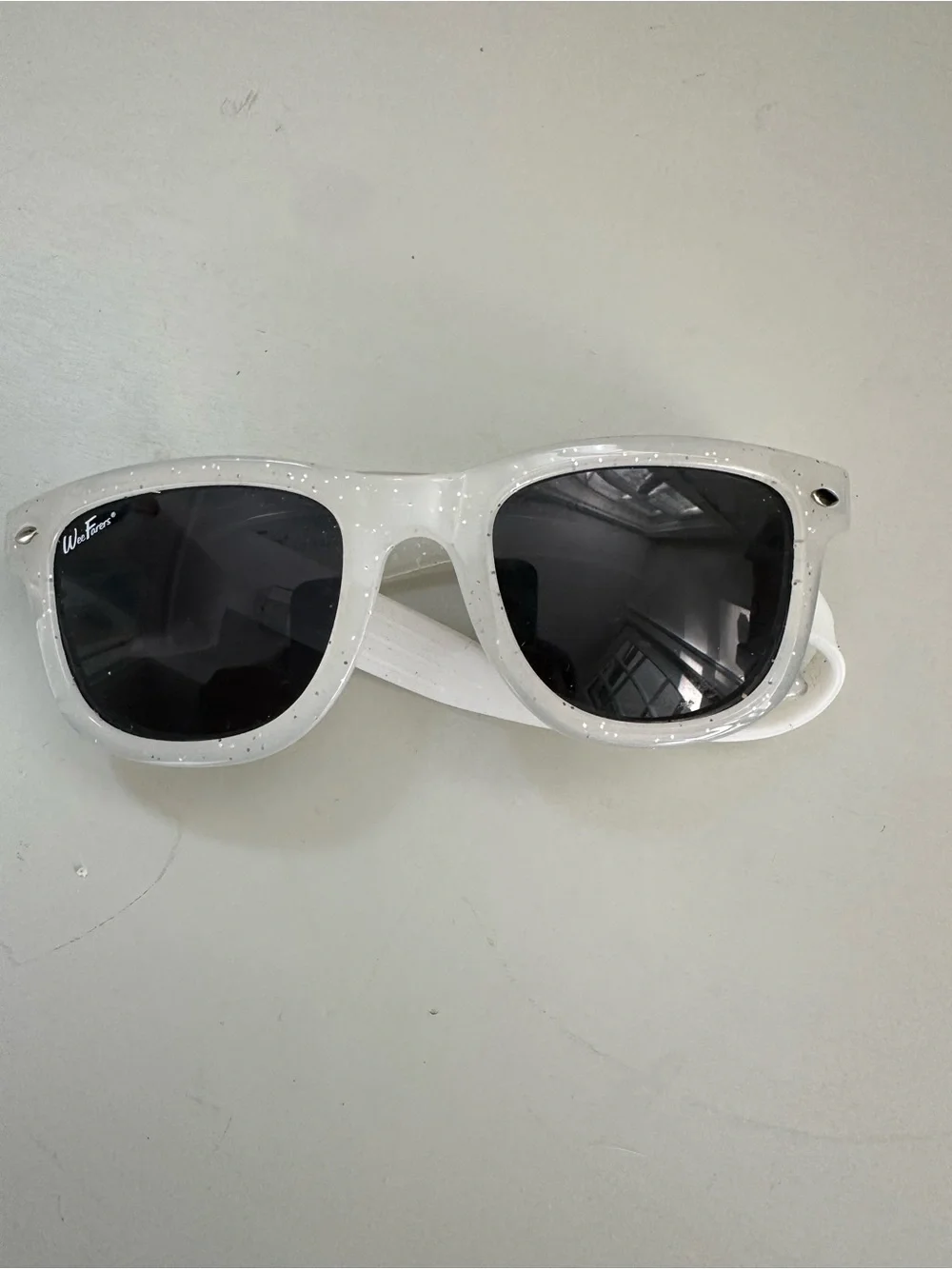 White Kids Sunglasses with Sparkle Frame - Wee Fares
